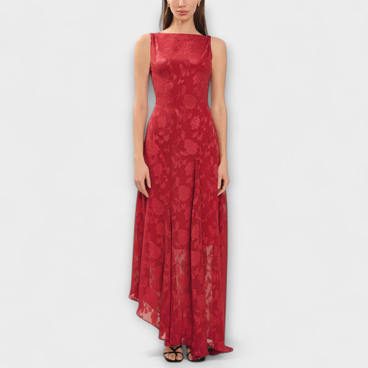 Opale - Élégante Robe Maxi Sans Manches avec Design en Dentelle