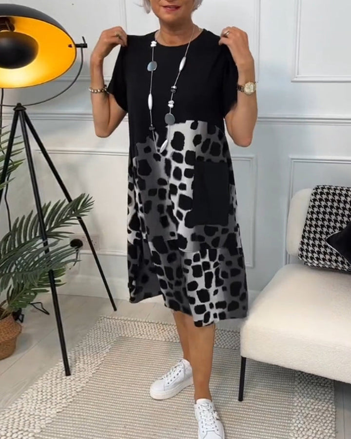 Naomi™ | Robe Décontractée à Imprimé avec Col Rond