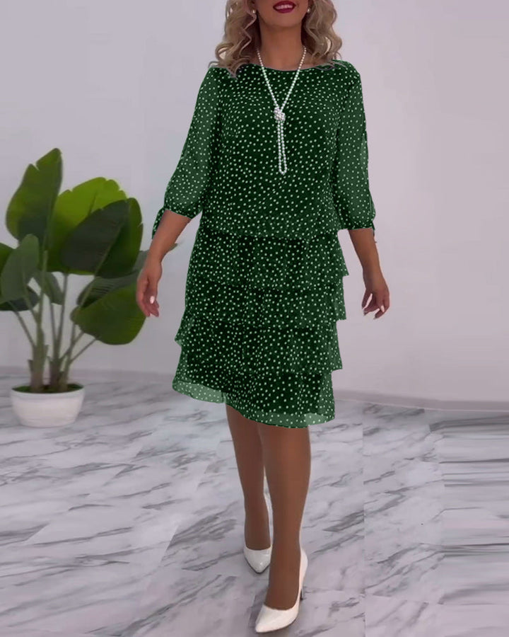 Vérène™ | Élégante Robe à Pois Superposée