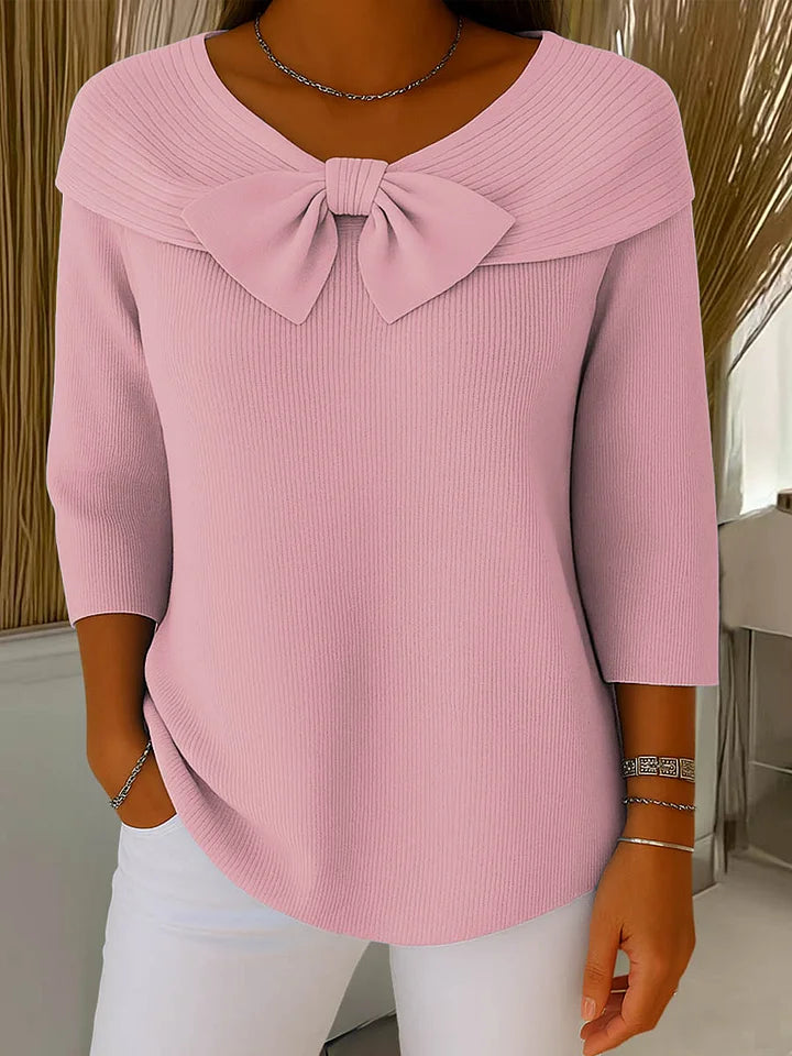 Alina™ | Haut Tricoté Élégant avec Détail Nœud