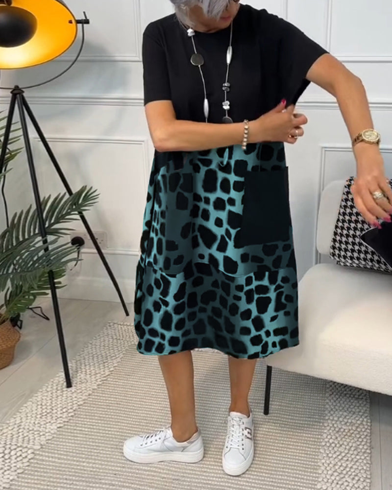 Naomi™ | Robe Décontractée à Imprimé avec Col Rond