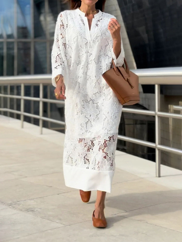 Véronique™ | Élégante Robe Midi avec Broderies