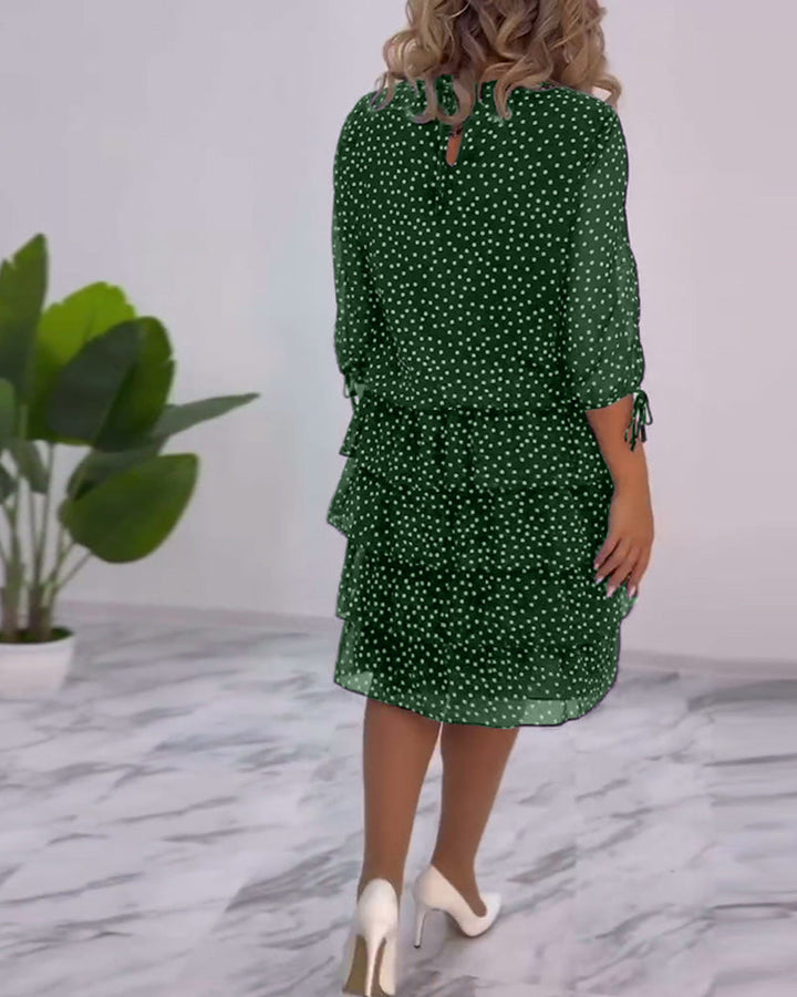 Vérène™ | Élégante Robe à Pois Superposée