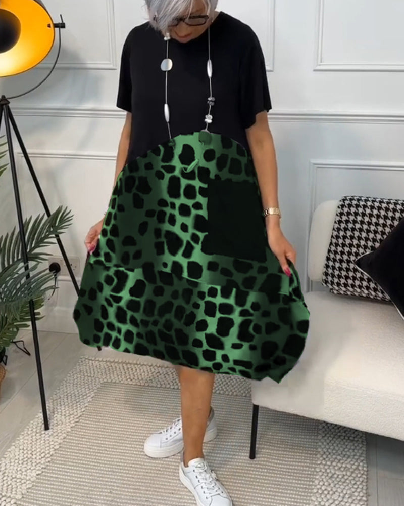 Naomi™ | Robe Décontractée à Imprimé avec Col Rond
