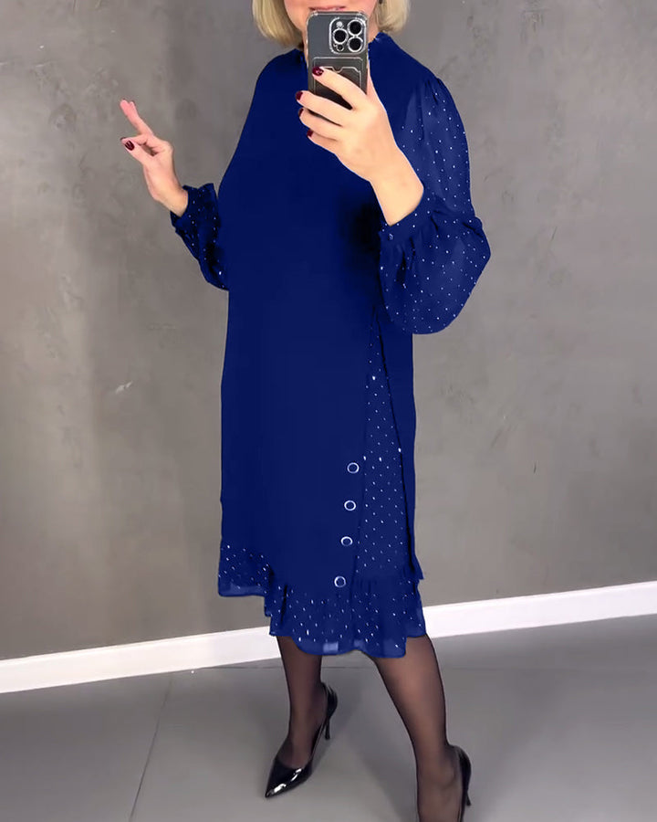 Gisèle™ | Élégante robe à pois à manches longues