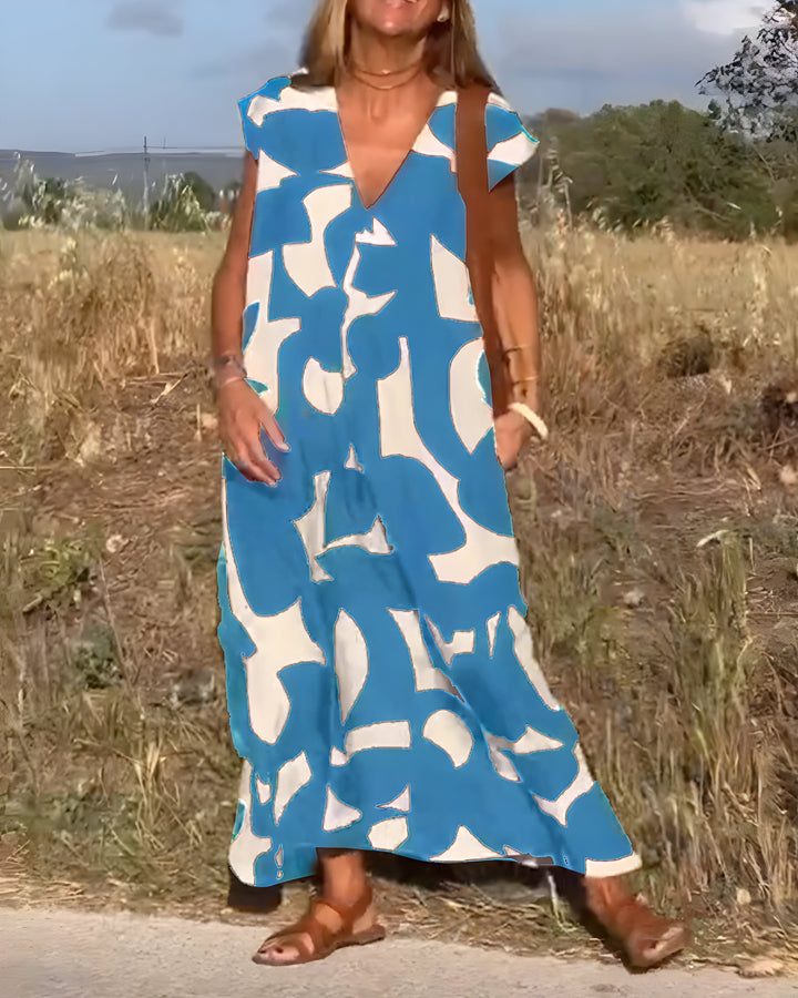 Jacqueline™ | Robe à Imprimé avec Décolleté en V