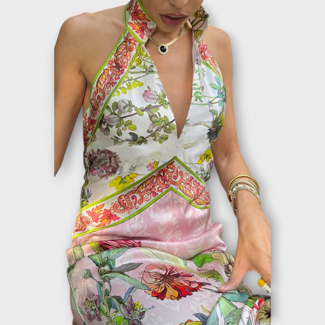 Ayla - Robe maxi sans manches avec imprimé floral
