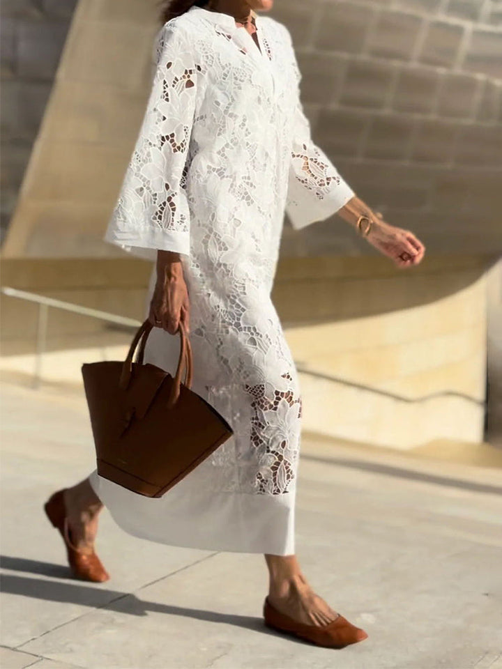 Véronique™ | Élégante Robe Midi avec Broderies