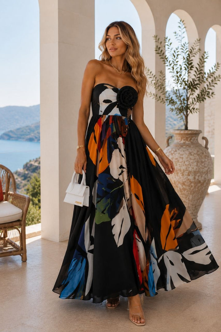 Robe Longue Fleur Bandeau