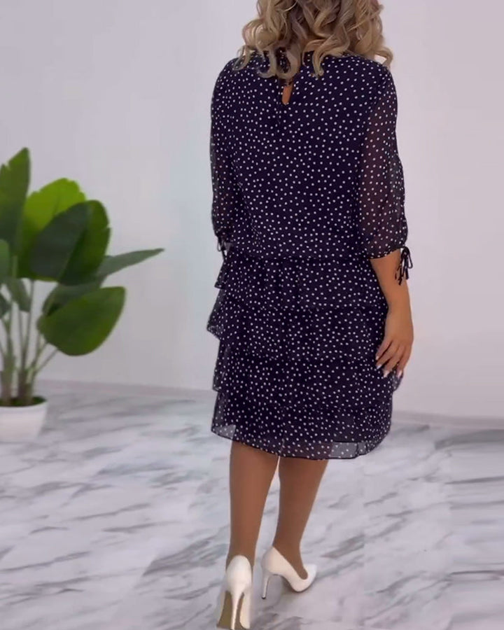 Vérène™ | Élégante Robe à Pois Superposée