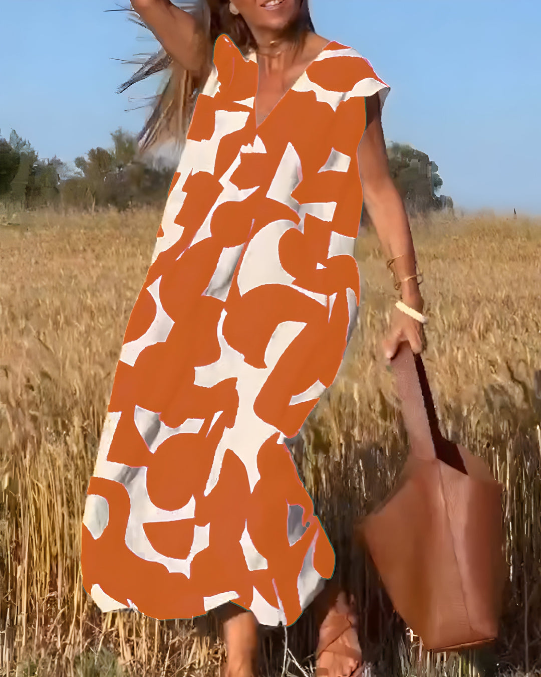 Jacqueline™ | Robe à Imprimé avec Décolleté en V