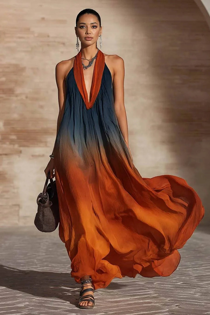 Paula | Robe longue halter/V dégradée