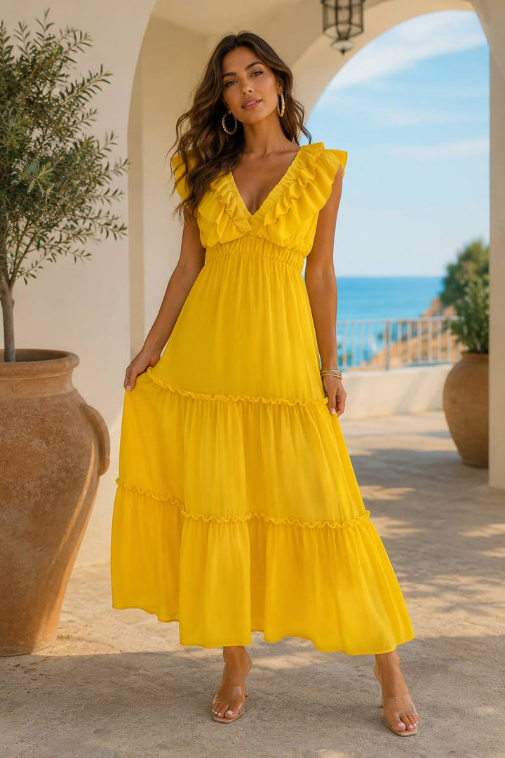 Robe Longue à Volants