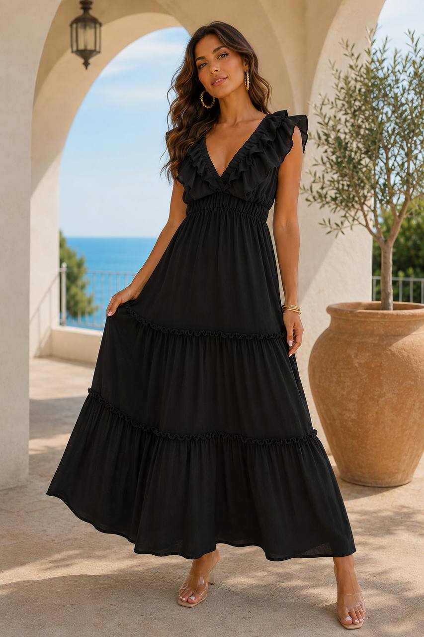 Robe Longue à Volants
