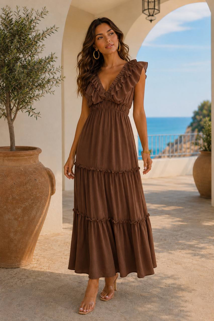 Robe Longue à Volants