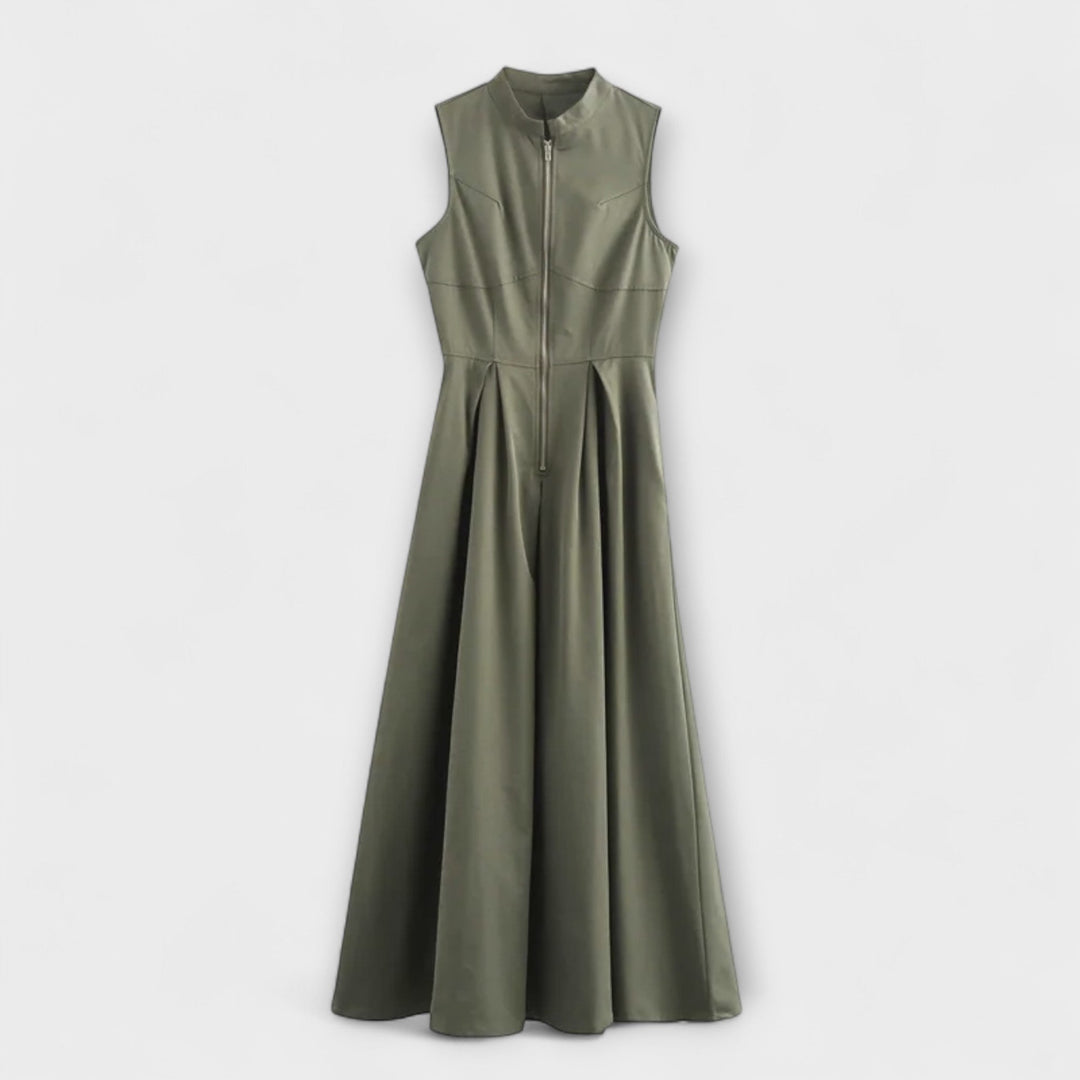 Robe courte sans manches avec plis et coupe ajustée midi