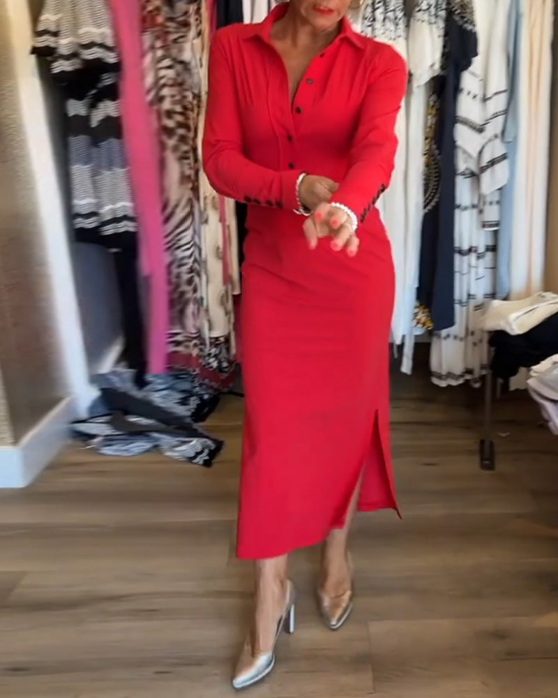 Camille™ | Robe Élégante Unie avec Fente