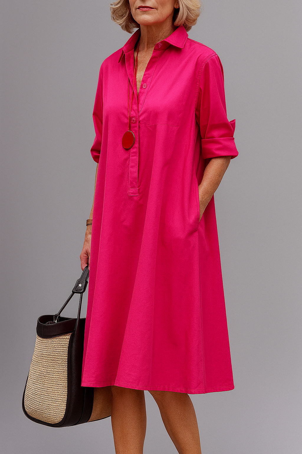 Giselle™ | Robe Élégante à Col Sophistiqué et Boutonnage Partiel
