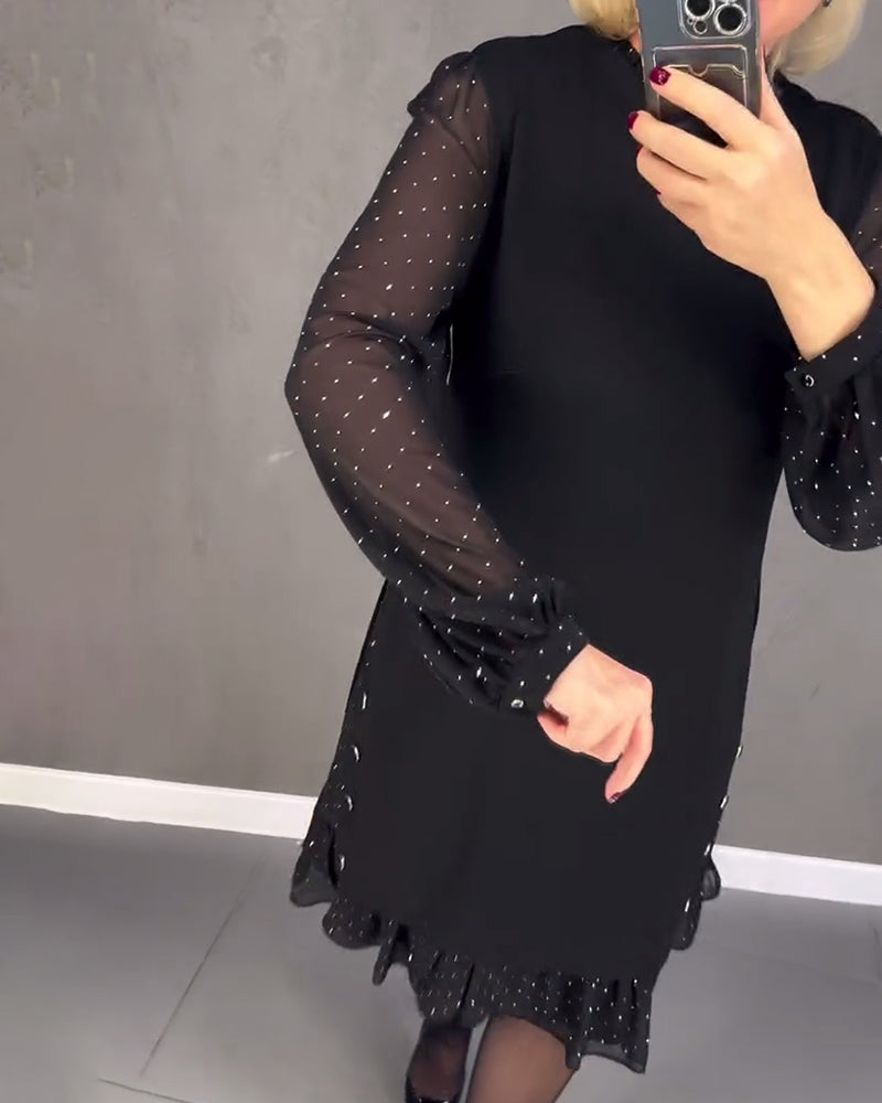 Gisèle™ | Élégante robe à pois à manches longues