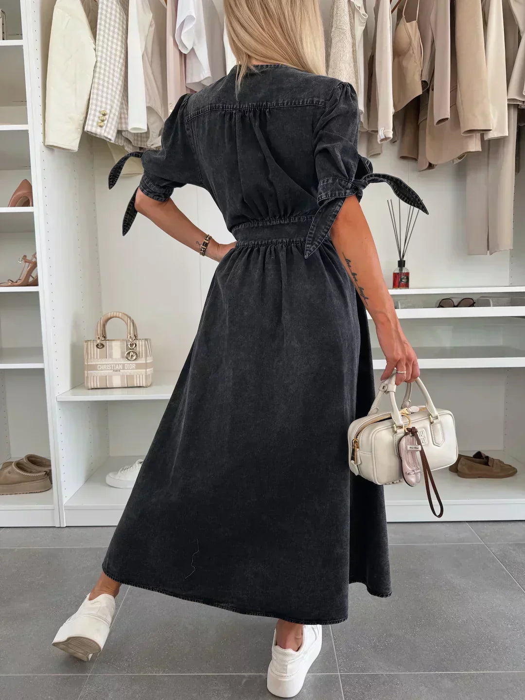 Amélie™ | Robe en denim scintillant en coton
