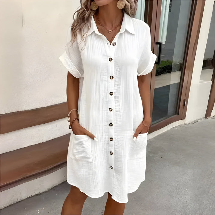 Carline™ | Robe d'Été en Coton avec Col Élégant