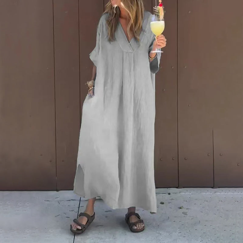 Luna™ | Robe en Coton Mélangé à Décolleté en V