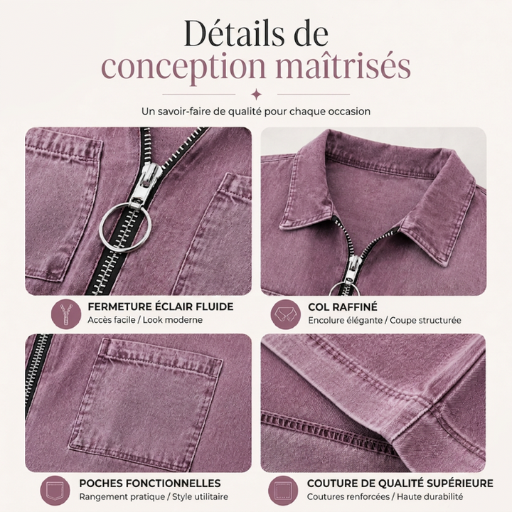 ⌛Offre à durée limitée – Robe-chemise décontractée en jean pour femme, coupe ample, revers, manches courtes, fermeture éclair et poches
