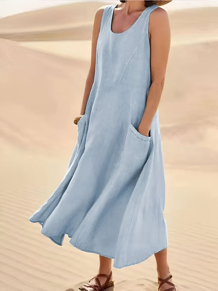 Isaline™ | Robe d'été en Coton et Lin avec Poches